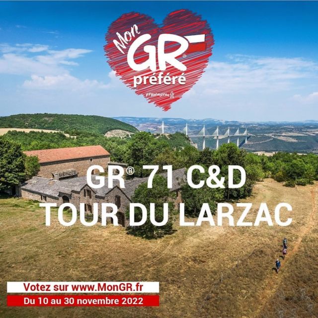 🥾 Quel sera le « GR®️ préféré des Français 2023» ? 

Pour la sixième année consécutive, la @ffrandonnee a lancé le concours national Mon GR®️ préféré. 

Il est encore possible de voter pour le GR®️ 71 C&D « Tour du Larzac » ! 
🗳️ 1 jour = 1 vote (lien dans notre story!)

#MonGRpréféré #MGRP #larzac #aveyron #aveyrontourisme #aveyronemotion #aveyronvivrevrai